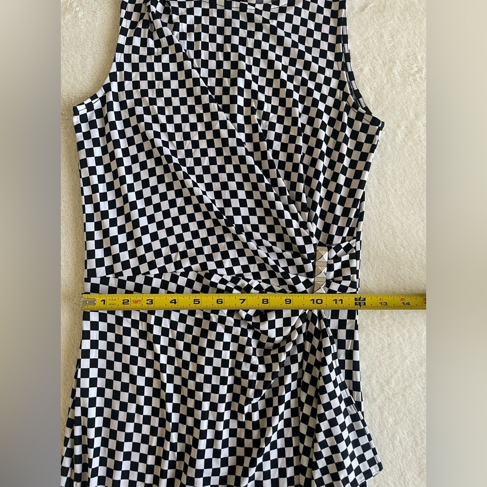 Michael Kors Ruched Check Dress Black White XXS - Picture 7 of 12